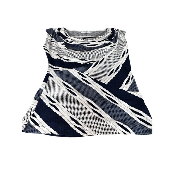 Dressbarn S Blue & White Striped Short Sleeve Stretchy - Picture 7 of 10